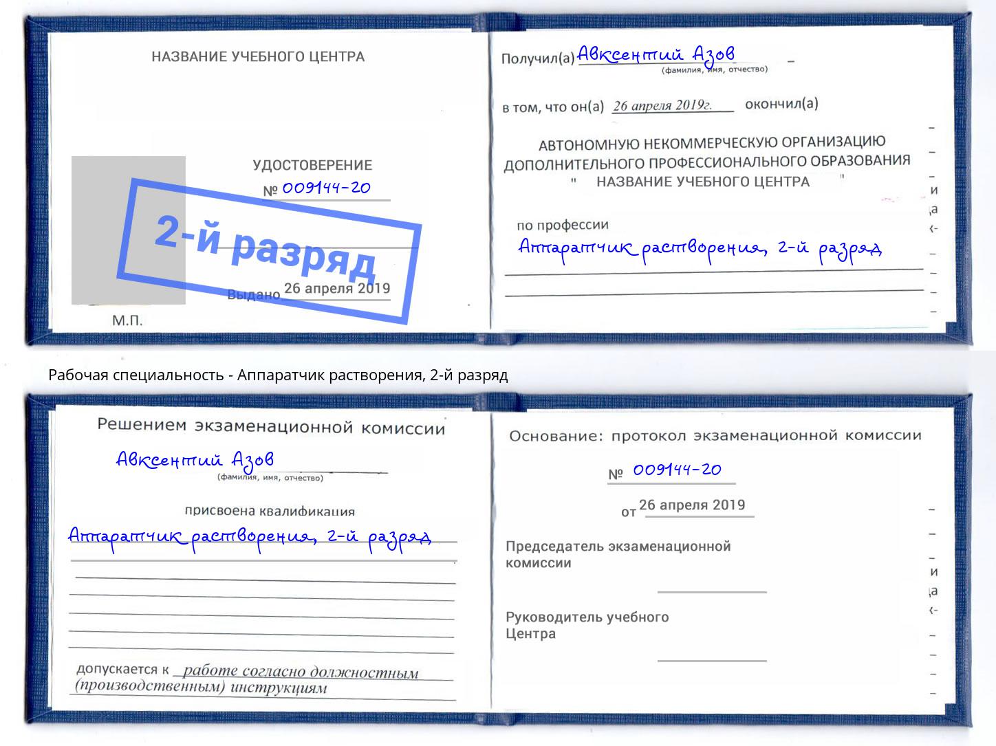 корочка 2-й разряд Аппаратчик растворения Армавир