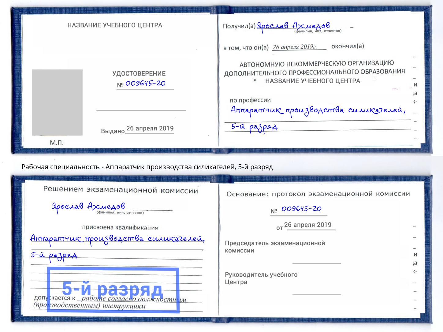 корочка 5-й разряд Аппаратчик производства силикагелей Армавир