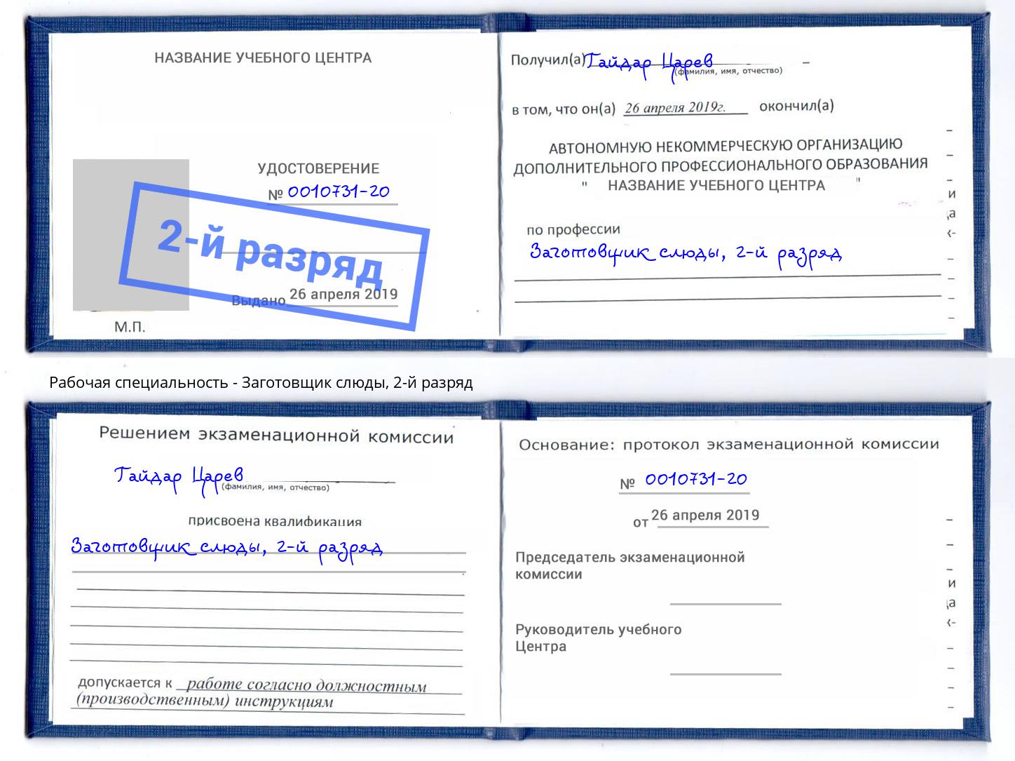 корочка 2-й разряд Заготовщик слюды Армавир