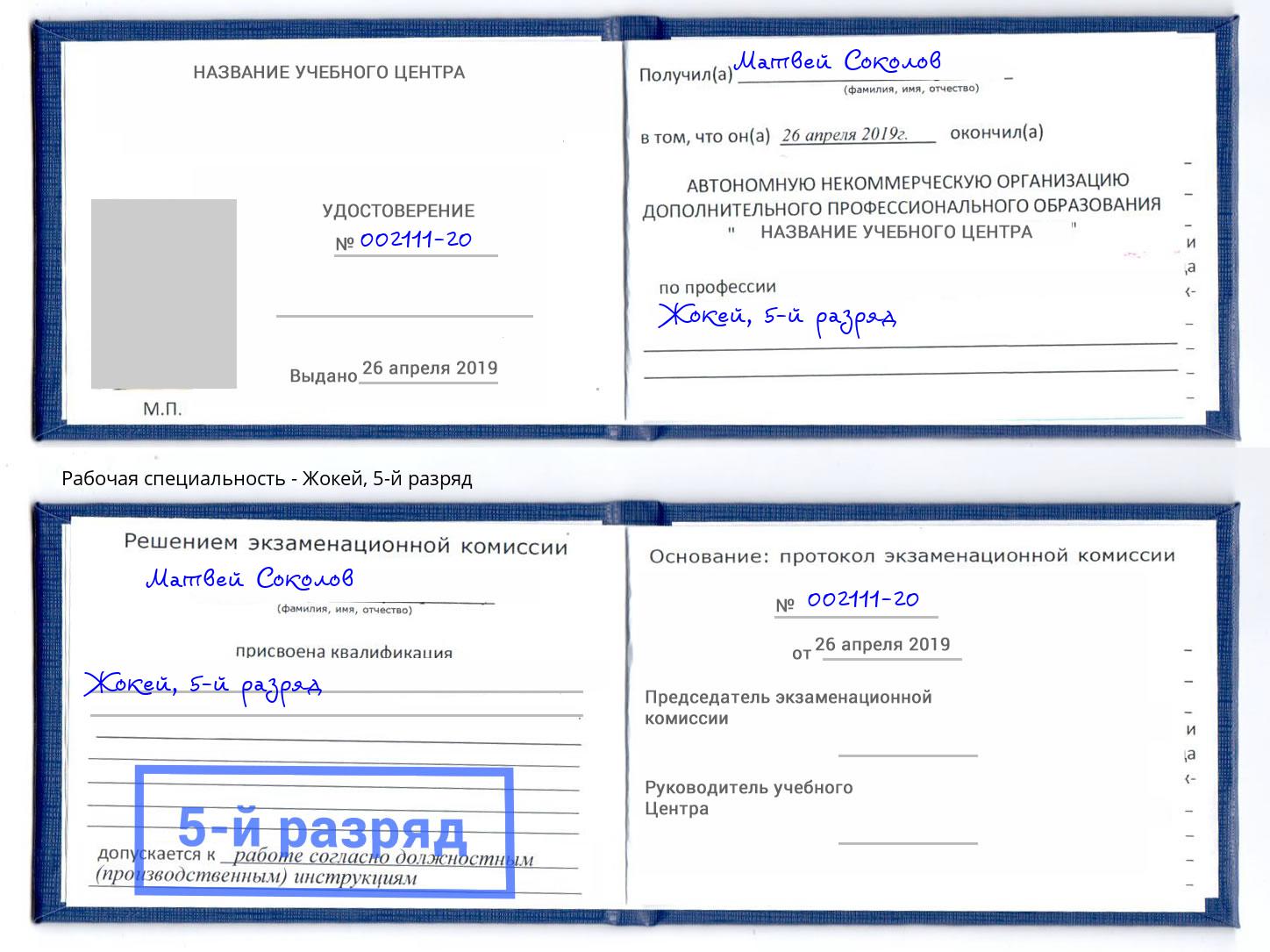 корочка 5-й разряд Жокей Армавир