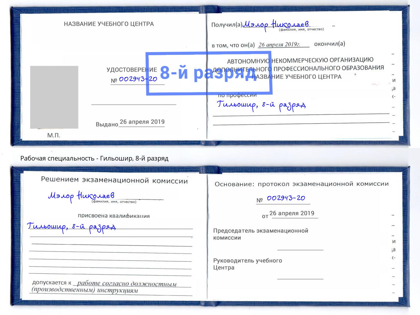 корочка 8-й разряд Гильошир Армавир